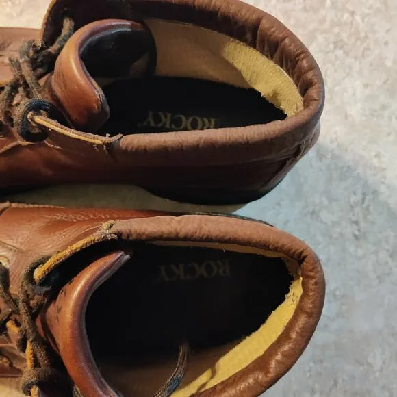Vintage Rocky Boots Mens 13 W Gore-Tex Waterproof Hiking Outdoors Brown Leather