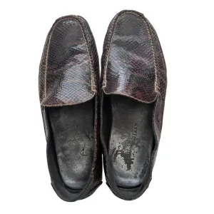 Vintage Snakeskin Embossed Leather Loafer Shoes For Men By Cole Haan Size 10