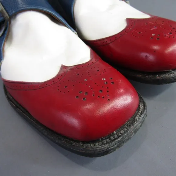 Vintage Supreme Red White &amp; Blue Leather Shoes Men's Size 10 Wingtip Monk Strap