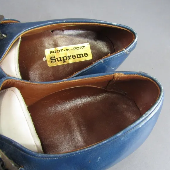 Vintage Supreme Red White &amp; Blue Leather Shoes Men's Size 10 Wingtip Monk Strap