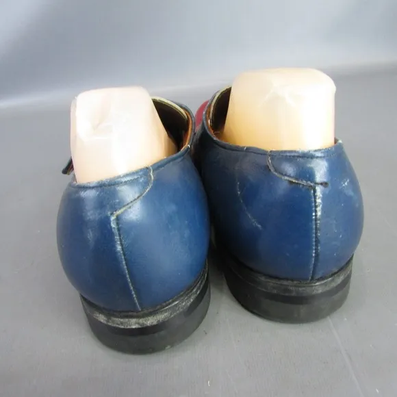 Vintage Supreme Red White &amp; Blue Leather Shoes Men's Size 10 Wingtip Monk Strap