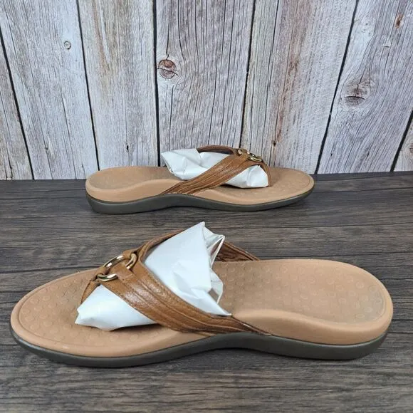 Vionic Aloe Mocha Leather Strap Sandals Women's Sz 10 (GUC)