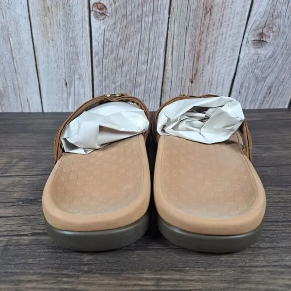 Vionic Aloe Mocha Leather Strap Sandals Women's Sz 10 (GUC)