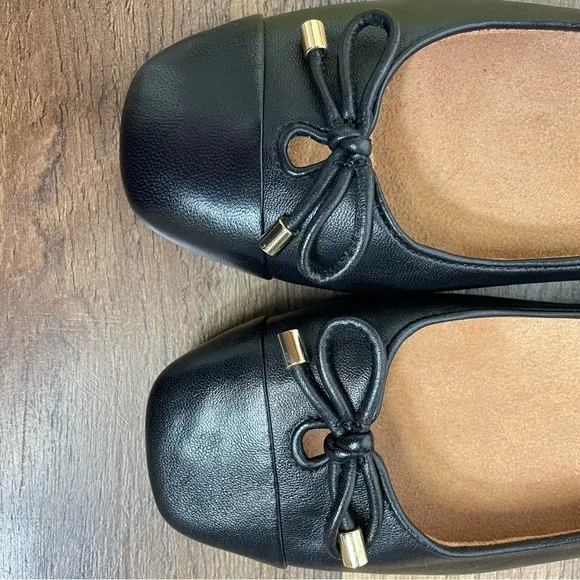 Vionic Black Leather Klara Ballet Flat Shoe Size 7