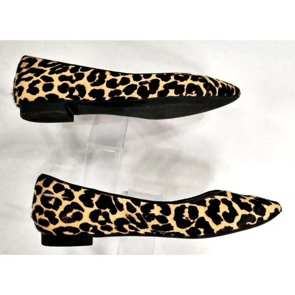 Vionic Caballo Ballet Flats Concealed Orthotics Leopard Print Calf Hair Wms 7.5