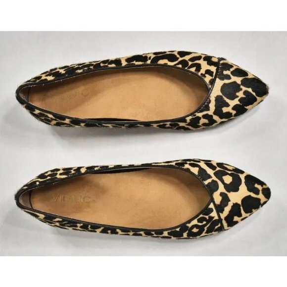 Vionic Caballo Ballet Flats Concealed Orthotics Leopard Print Calf Hair Wms 7.5