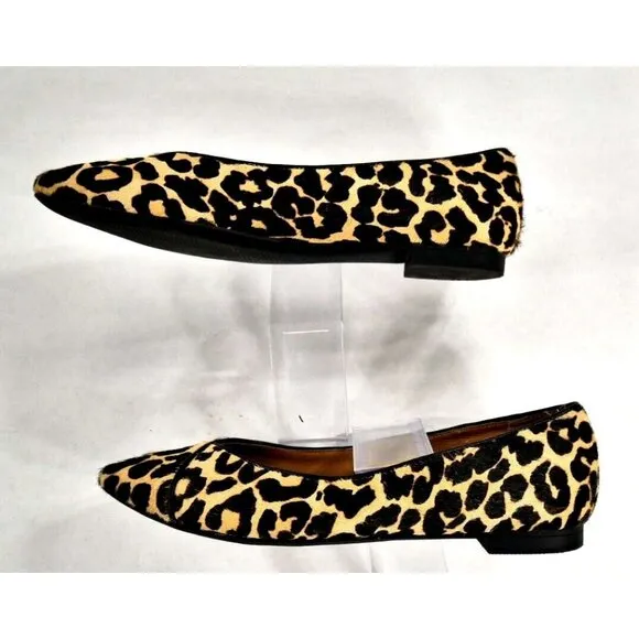 Vionic Caballo Ballet Flats Concealed Orthotics Leopard Print Calf Hair Wms 7.5