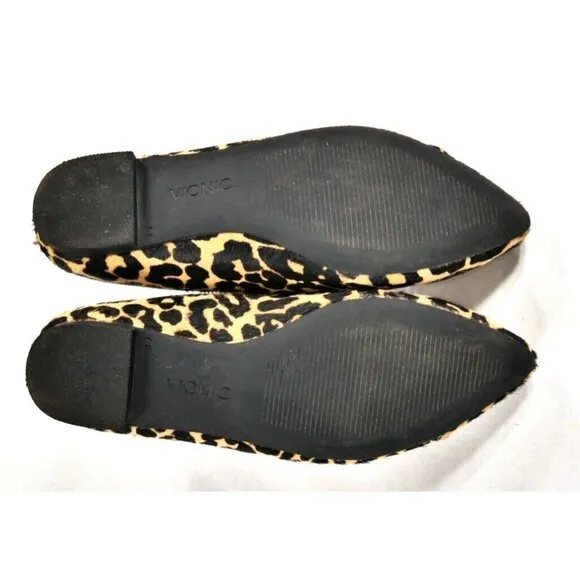 Vionic Caballo Ballet Flats Concealed Orthotics Leopard Print Calf Hair Wms 7.5