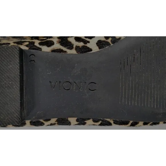 Vionic Caballo Ballet Flats Concealed Orthotics Leopard Print Calf Hair Wms 7.5