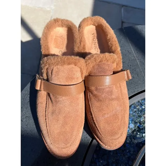 Vionic Kailen Women Faux Shearling Mule Orthotic Insole Arch Support Size 10
