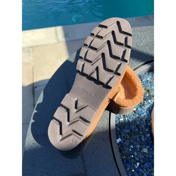 Vionic Kailen Women Faux Shearling Mule Orthotic Insole Arch Support Size 10