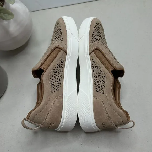 Vionic Kimmie Perf Loafer Slip On Shoes Perforated Suede Beige Women's 7 NWOB