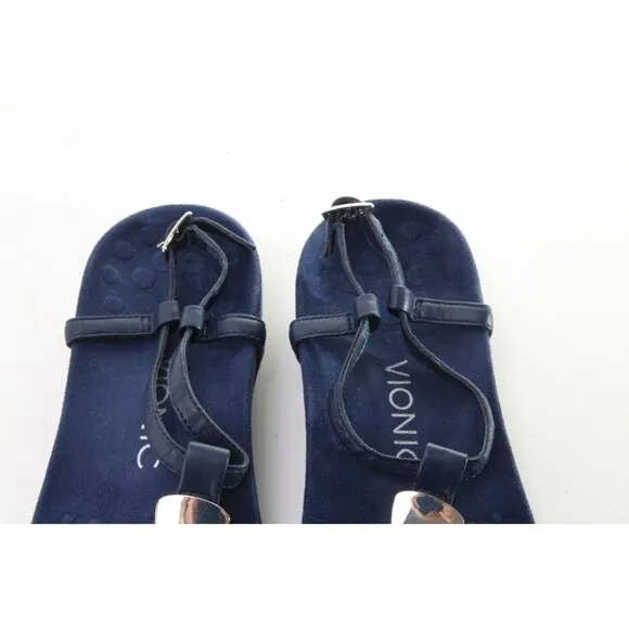 VIONIC MIAMI T Strap Sandals Shoes Thong Strappy Blue Women's Sz 5