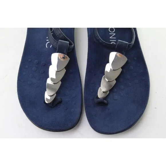 VIONIC MIAMI T Strap Sandals Shoes Thong Strappy Blue Women's Sz 5