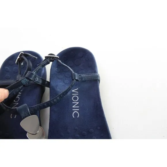 VIONIC MIAMI T Strap Sandals Shoes Thong Strappy Blue Women's Sz 5