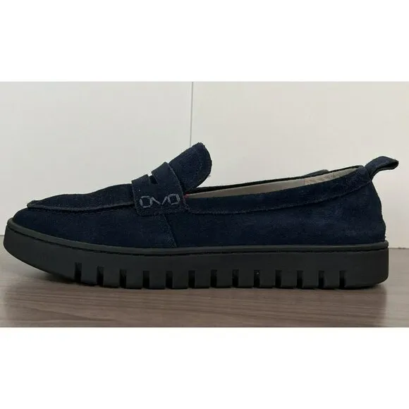 Vionic Penny Loafer Shoes 9.5 Wide Uptown Light Navy Blue Suede Packable Comfort