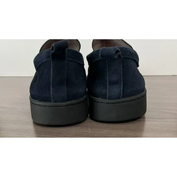 Vionic Penny Loafer Shoes 9.5 Wide Uptown Light Navy Blue Suede Packable Comfort