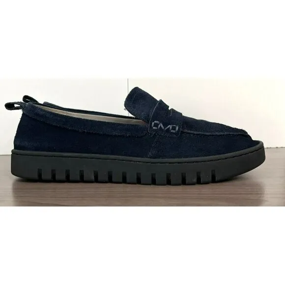 Vionic Penny Loafer Shoes 9.5 Wide Uptown Light Navy Blue Suede Packable Comfort