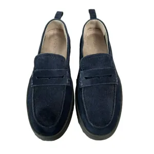 Vionic Penny Loafer Shoes 9.5 Wide Uptown Light Navy Blue Suede Packable Comfort