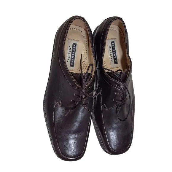 Vtg Florsheim Imperial Mens Brown Leather Loafers Lace Up Oxford Shoes 10.5 D
