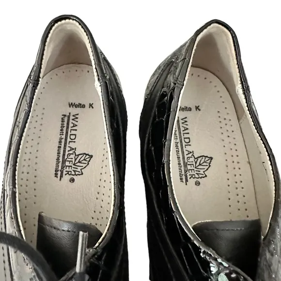 Waldlaufer | Black Extra Wide Fit Leather Lace Up Shoes Size UK 6 US 8.5