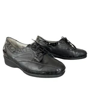 Waldlaufer | Black Extra Wide Fit Leather Lace Up Shoes Size UK 6 US 8.5