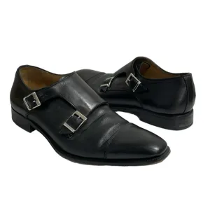 Wall   Walter Size 9.5 black leather monk strap slip‎ on loafers dress shoes.