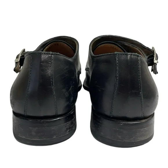 Wall   Walter Size 9.5 black leather monk strap slip‎ on loafers dress shoes.