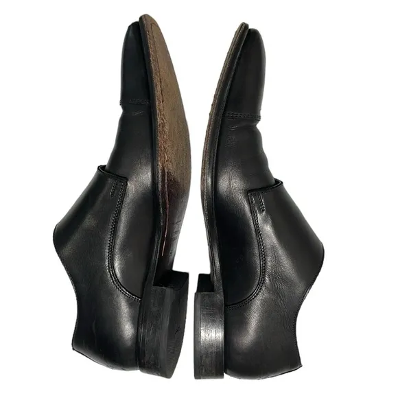 Wall   Walter Size 9.5 black leather monk strap slip‎ on loafers dress shoes.