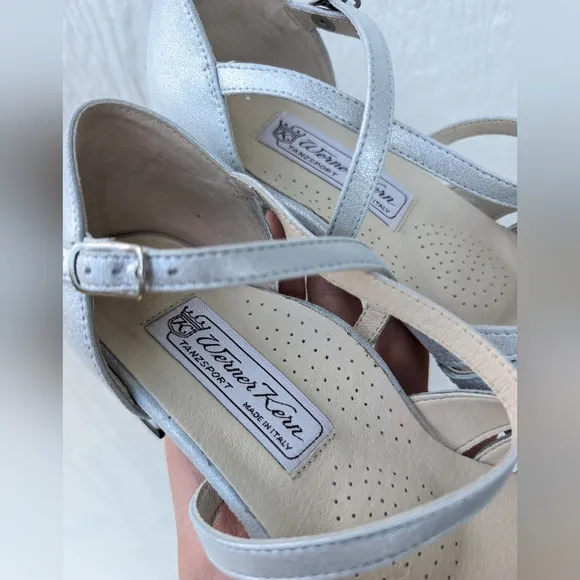 Werner Kern Solveig Silver Ankle Strap Tango Dancing Heels Shoes UK 4.5 US 6.5
