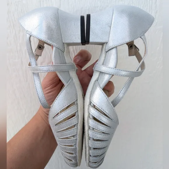 Werner Kern Solveig Silver Ankle Strap Tango Dancing Heels Shoes UK 4.5 US 6.5