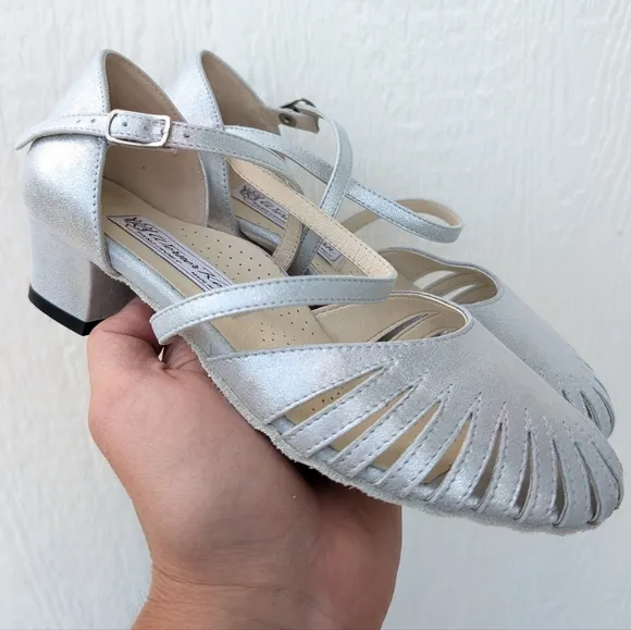 Werner Kern Solveig Silver Ankle Strap Tango Dancing Heels Shoes UK 4.5 US 6.5