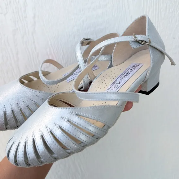 Werner Kern Solveig Silver Ankle Strap Tango Dancing Heels Shoes UK 4.5 US 6.5