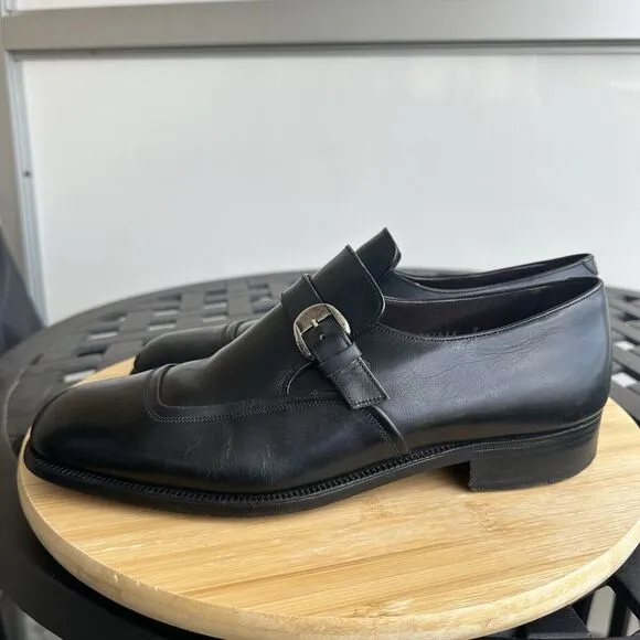 Wing By Bally Of Switzerland Men's Terzo Monk Strap Leather Shoes Black Size 8