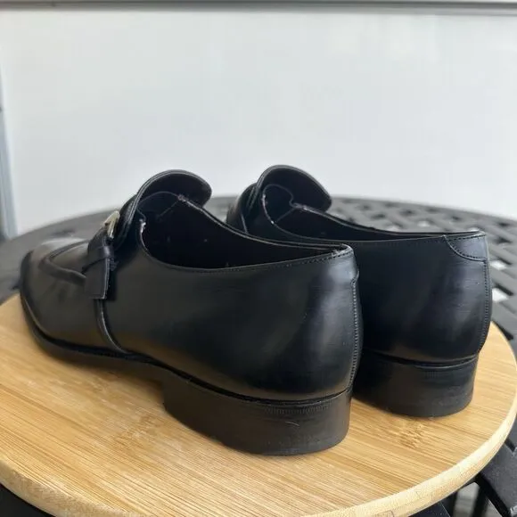 Wing By Bally Of Switzerland Men's Terzo Monk Strap Leather Shoes Black Size 8