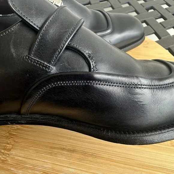 Wing By Bally Of Switzerland Men's Terzo Monk Strap Leather Shoes Black Size 8