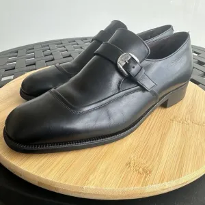Wing By Bally Of Switzerland Men's Terzo Monk Strap Leather Shoes Black Size 8