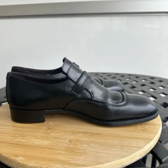 Wing By Bally Of Switzerland Men's Terzo Monk Strap Leather Shoes Black Size 8