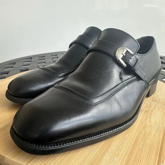 Wing By Bally Of Switzerland Men's Terzo Monk Strap Leather Shoes Black Size 8