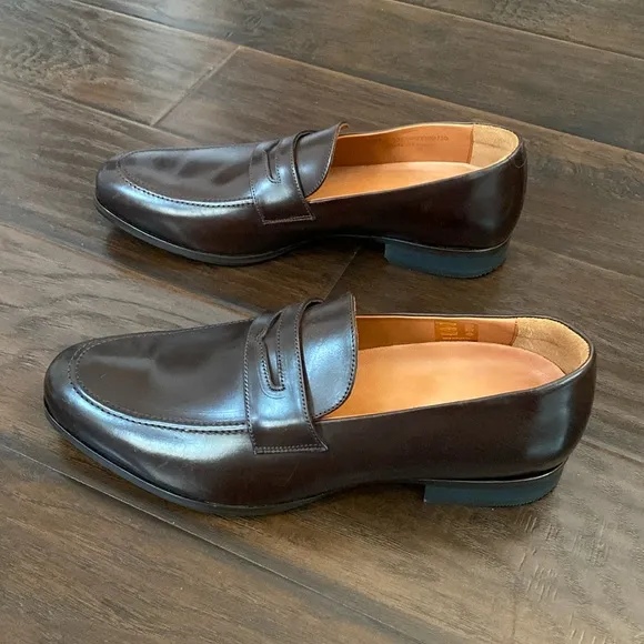 Wolf &amp; Shepherd men’s dark brown leather penny loafers shoes size various