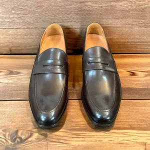 Wolf &amp; Shepherd men’s dark brown leather penny loafers shoes size various