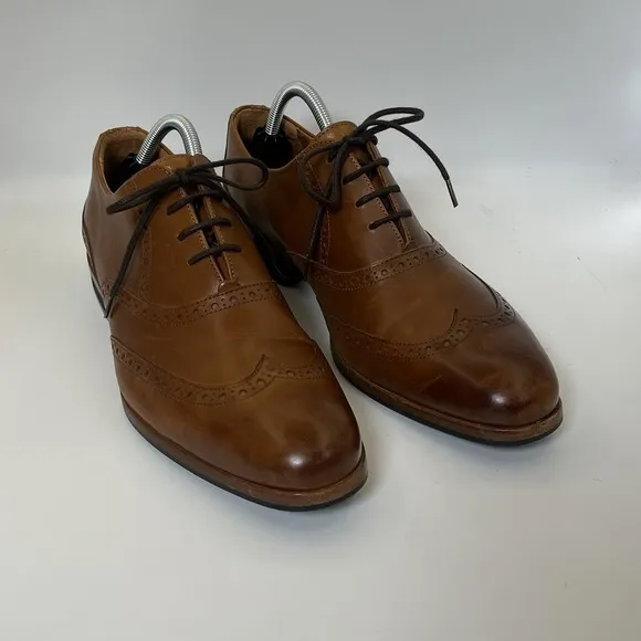 Wolf And Shepherd Men's Oxford Loafers Sz 10.5 Wingtip Brogue Brown Dress Shoe