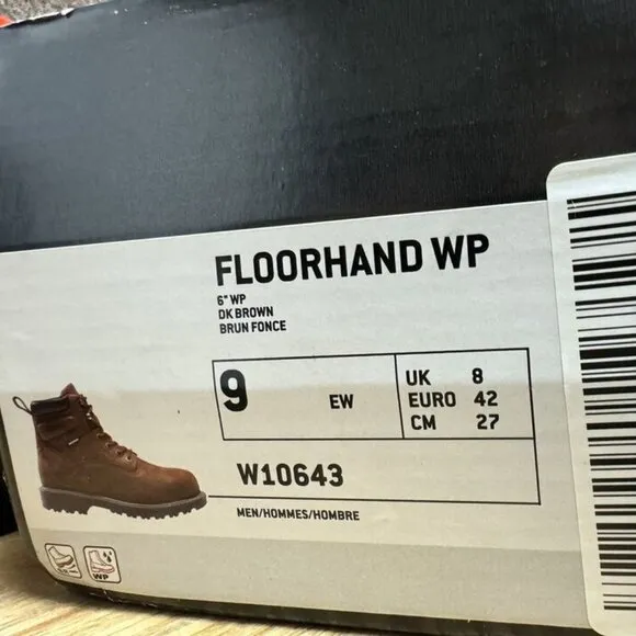 Wolverine Men's FloorHand Work Boots Waterproof, Size 9EW