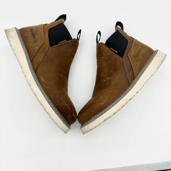 Wolverine Waterproof Leather Chelsea Boots Work Casual Brown 7EW