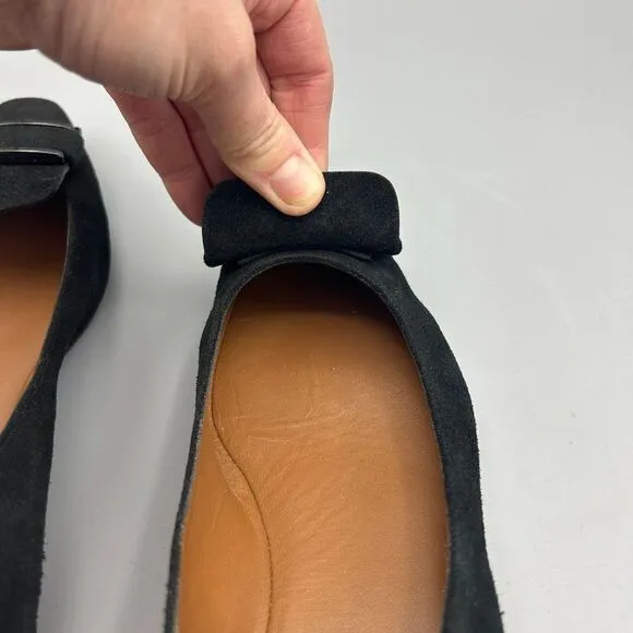 Women's Aquatalia Size 7 Black Suede Flats Loafers Shoes Square Toe