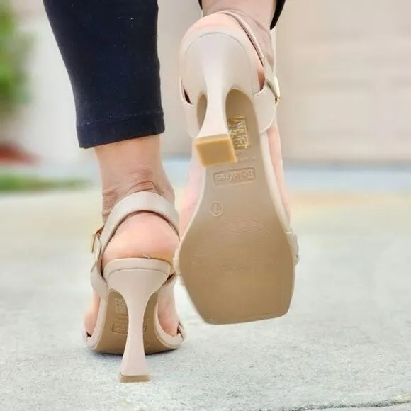 Women's Braided Single Band Ankle Strap Sandals Nude Color