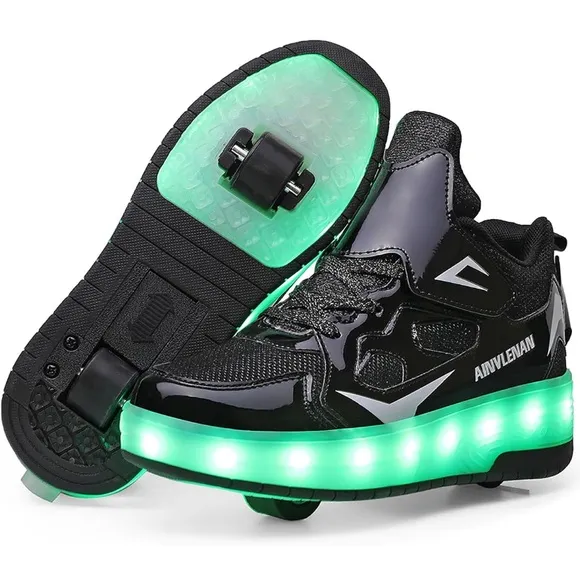 Ylllu Kids LED Roller Skate Shoes Single Wheel Light up Roller Shoes