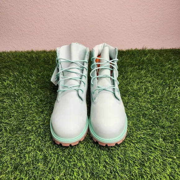 Youth Timberland 50th Anniversary Premium 6-Inch Boots Light Teal Waterproof