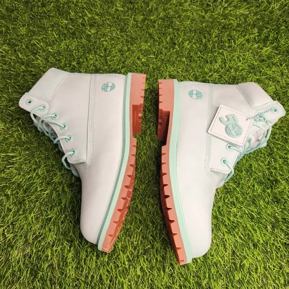 Youth Timberland 50th Anniversary Premium 6-Inch Boots Light Teal Waterproof