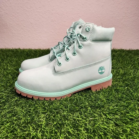 Youth Timberland 50th Anniversary Premium 6-Inch Boots Light Teal Waterproof